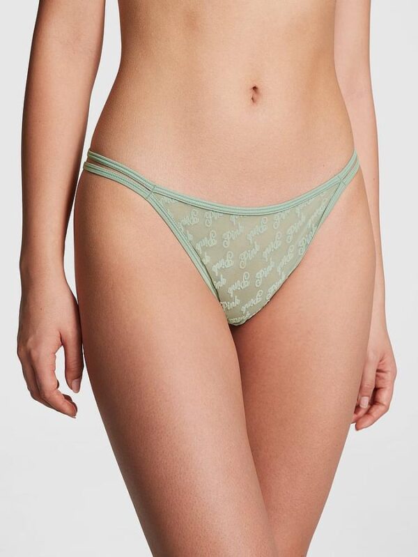 Victoria's Secret Logo Mesh Strappy Thong Panty