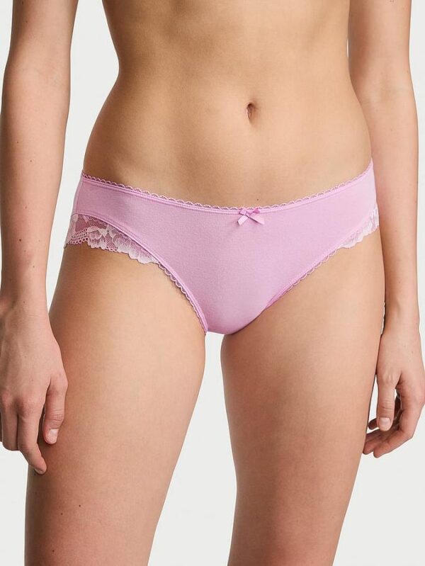 Victoria's Secret Stretch Cotton Lace-Trim Bikini Panty