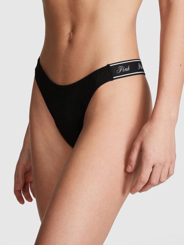 Victoria's Secret Logo Cotton High-Leg Thong Panty