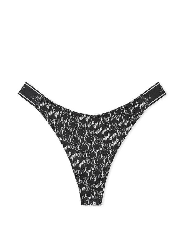Victoria's Secret Logo Cotton High-Leg Thong Panty - Image 3