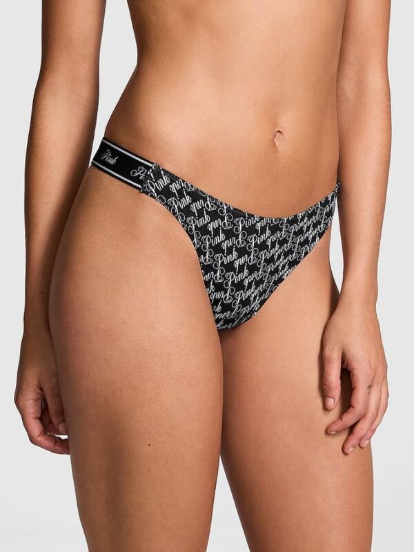 Victoria's Secret Logo Cotton High-Leg Thong Panty