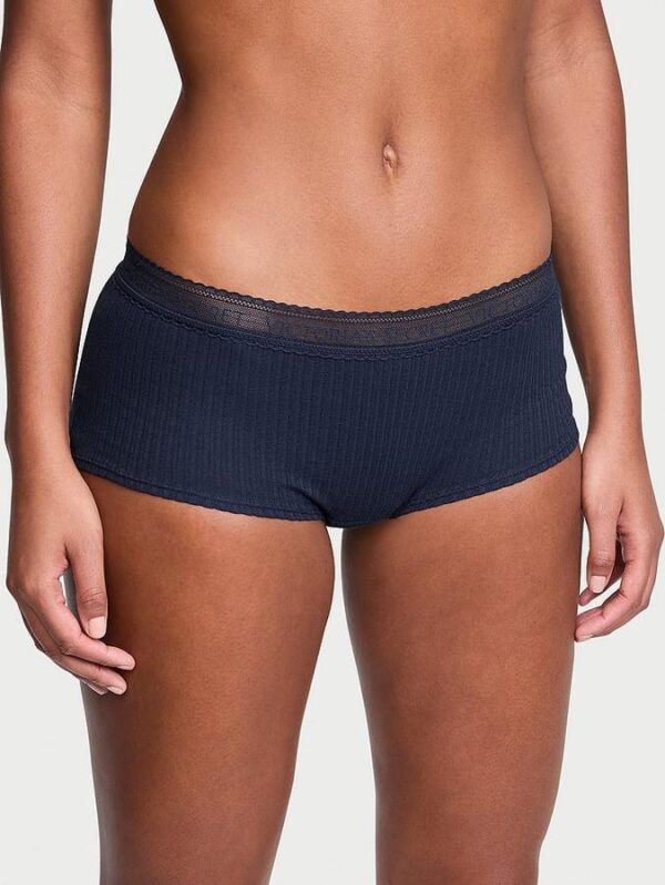 Victoria's Secret Logo Cotton Lace-Waist Boyshort Panty