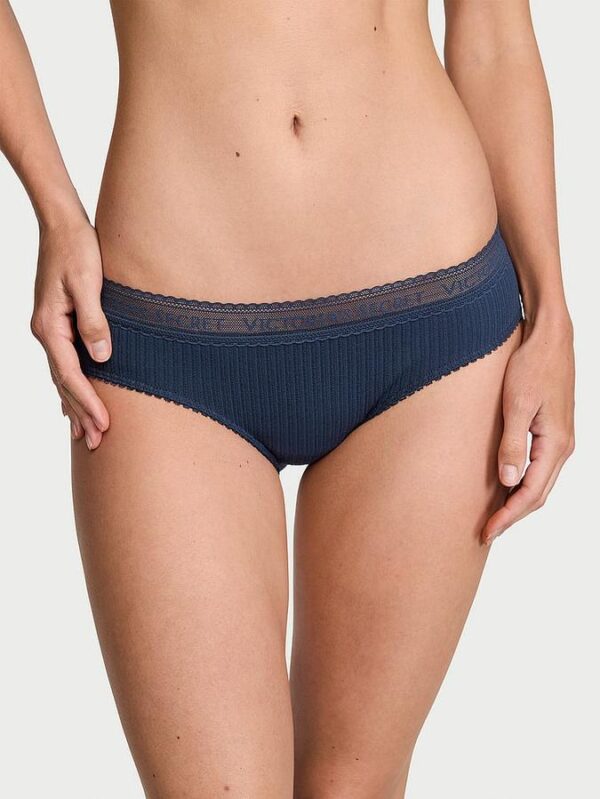 Victoria's Secret Logo Cotton Lace-Waist Hiphugger Panty