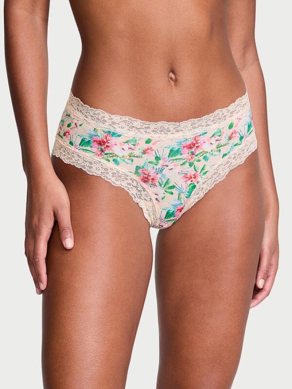 Victoria's Secret  Lace-Waist Cotton Cheeky Panty
