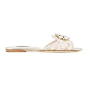 Dolce & Gabbana  Bianca crystal-embellished lace sandals