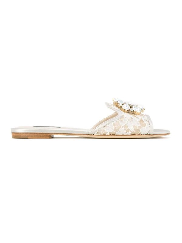 Dolce & Gabbana  Bianca crystal-embellished lace sandals