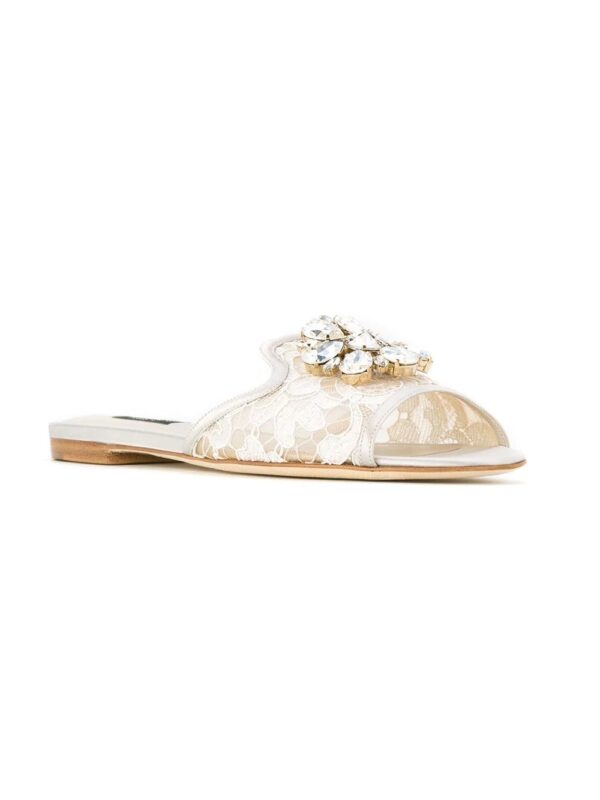 Dolce & Gabbana  Bianca crystal-embellished lace sandals - Image 2