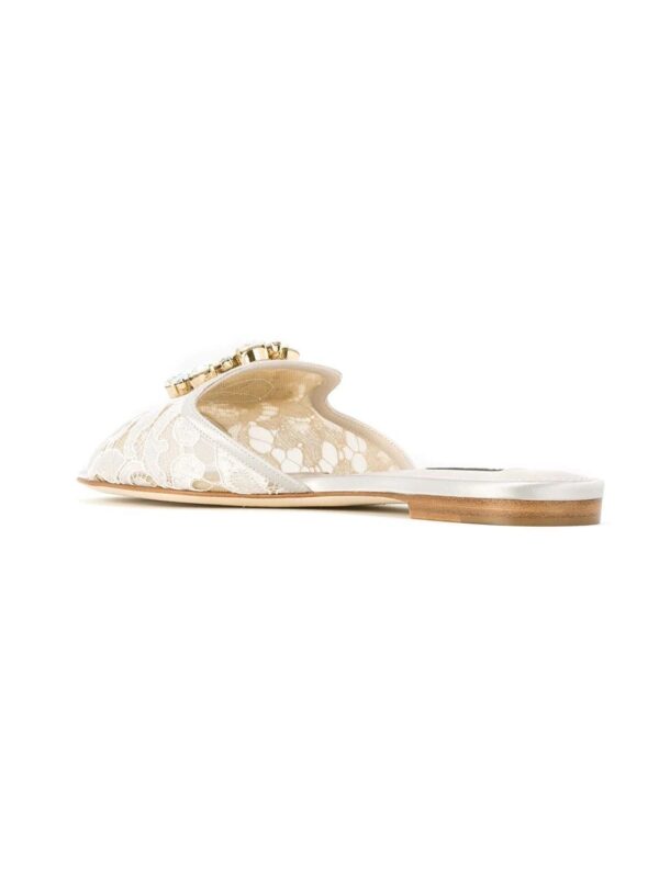 Dolce & Gabbana  Bianca crystal-embellished lace sandals - Image 3
