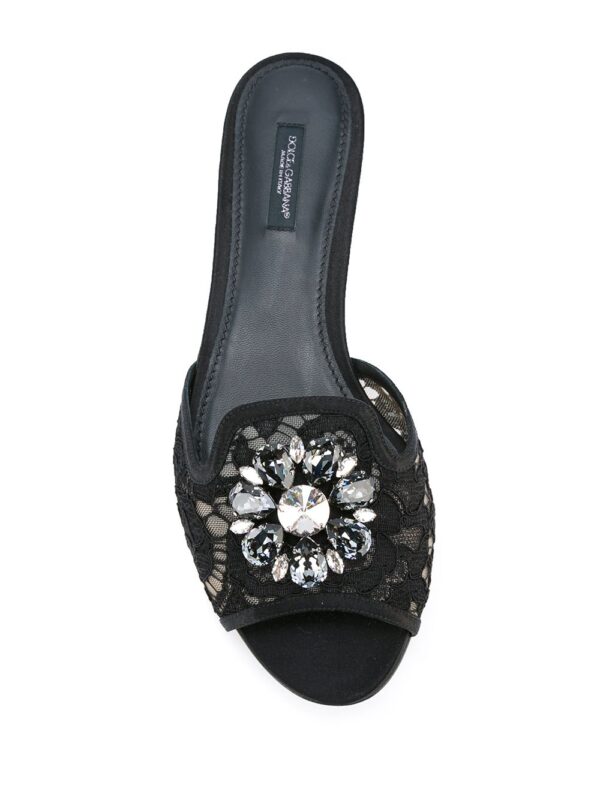 Dolce & Gabbana  embellished lace flat sandals - Image 4
