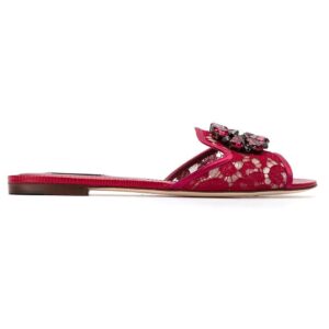 Dolce & gabbana  Bianca crystal-embellished lace sandals