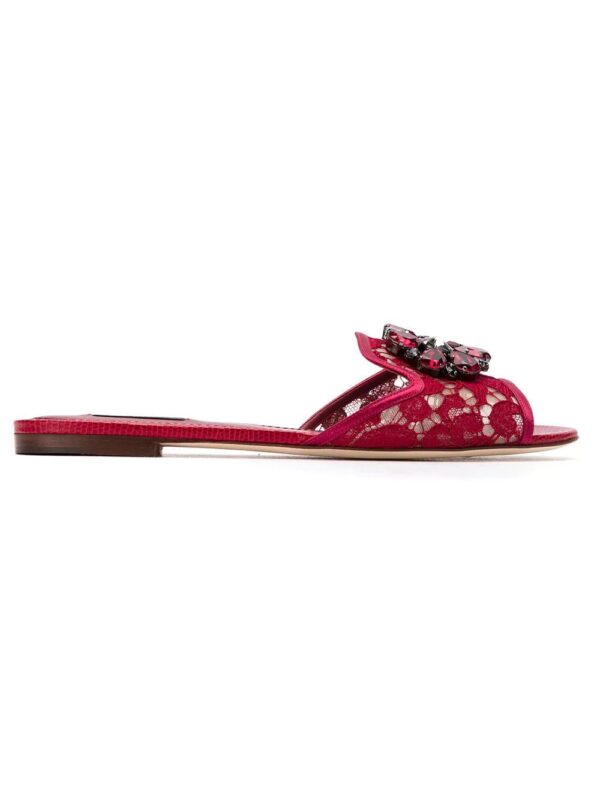 Dolce & gabbana  Bianca crystal-embellished lace sandals