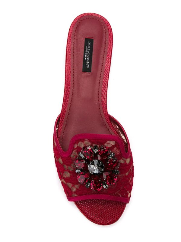 Dolce & gabbana  Bianca crystal-embellished lace sandals - Image 4