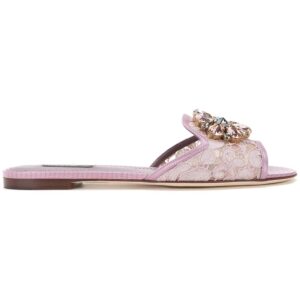 Dolce & Gabbana  Bianca crystal-embellished lace sandals