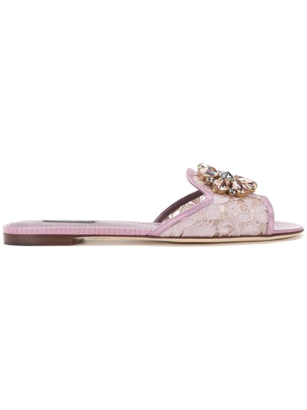 Dolce & Gabbana  Bianca crystal-embellished lace sandals