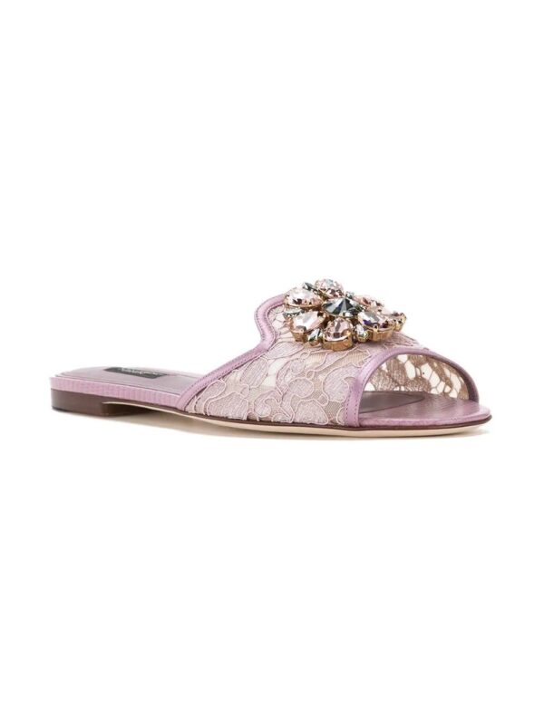 Dolce & Gabbana  Bianca crystal-embellished lace sandals - Image 2
