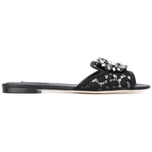 Dolce & Gabbana  Bianca crystal-embellished lace sandals