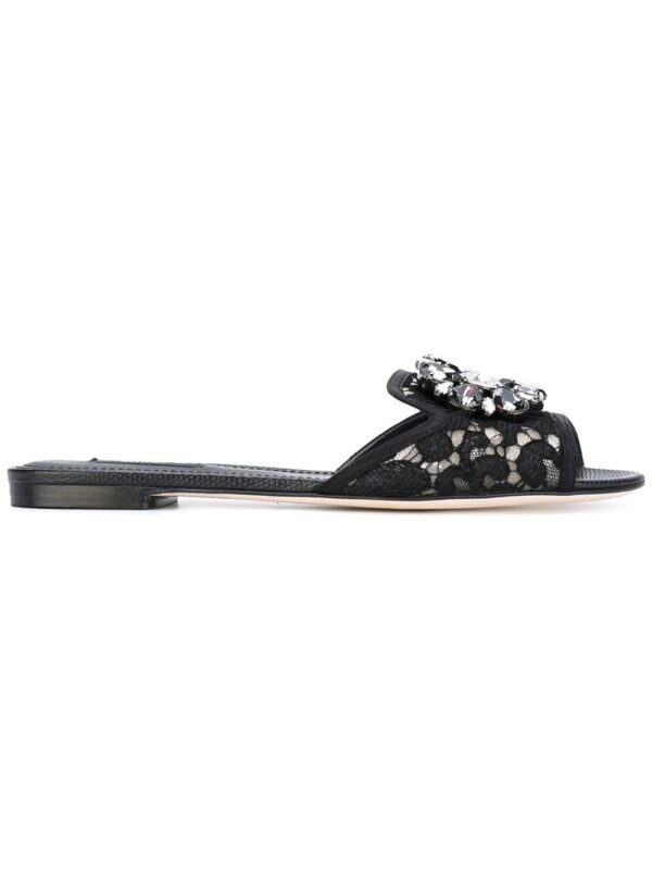 Dolce & Gabbana  Bianca crystal-embellished lace sandals