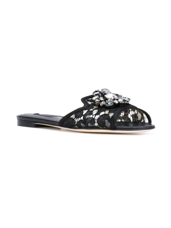 Dolce & Gabbana  Bianca crystal-embellished lace sandals - Image 2