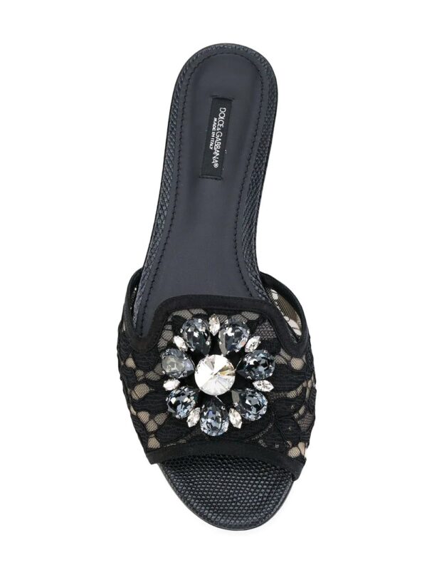 Dolce & Gabbana  Bianca crystal-embellished lace sandals - Image 4