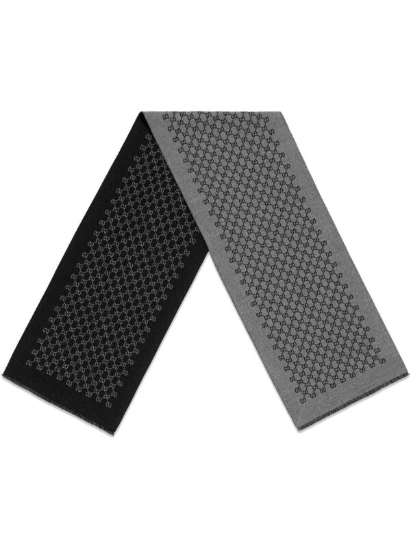Gucci  Grey GG Jacquard Wool Scarf