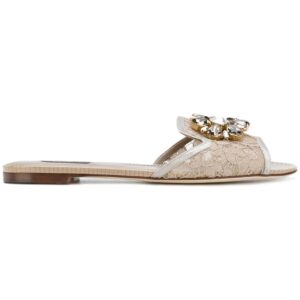 Dolce & Gabbana  Bianca crystal-embellished lace sandals