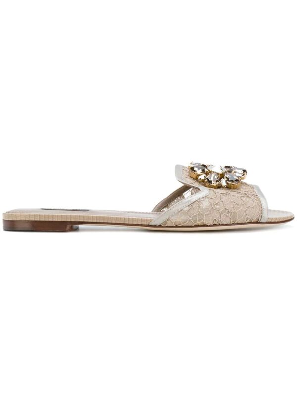 Dolce & Gabbana  Bianca crystal-embellished lace sandals