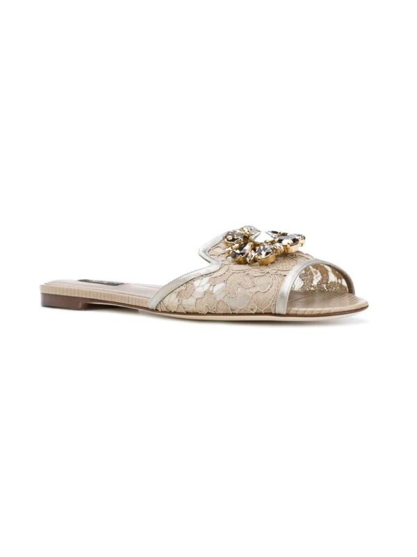 Dolce & Gabbana  Bianca crystal-embellished lace sandals - Image 2