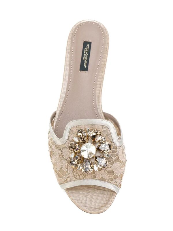 Dolce & Gabbana  Bianca crystal-embellished lace sandals - Image 4
