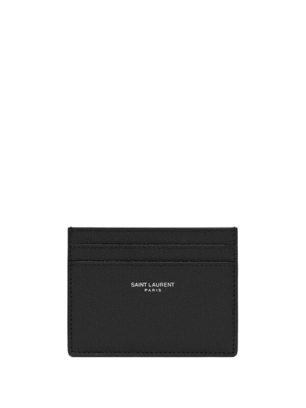 Saint Laurent logo-stamp grained-leather cardholder