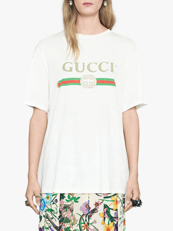 Gucci  ripped detail logo-print T-shirt - Image 3