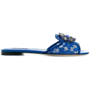 Dolce & Gabbana  Bianca crystal-embellished lace sandals