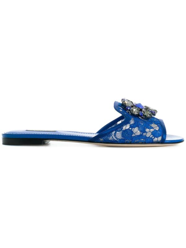 Dolce & Gabbana  Bianca crystal-embellished lace sandals