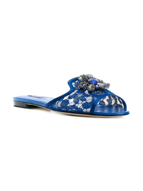 Dolce & Gabbana  Bianca crystal-embellished lace sandals - Image 2