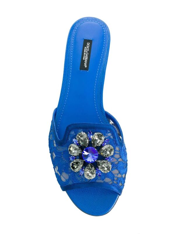 Dolce & Gabbana  Bianca crystal-embellished lace sandals - Image 4