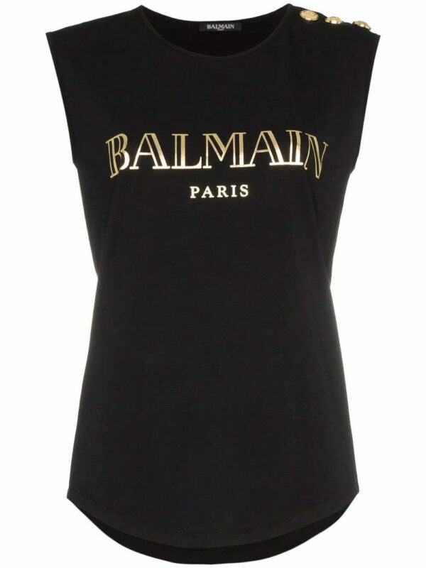 Balmain  sleeveless logo-print T-shirt