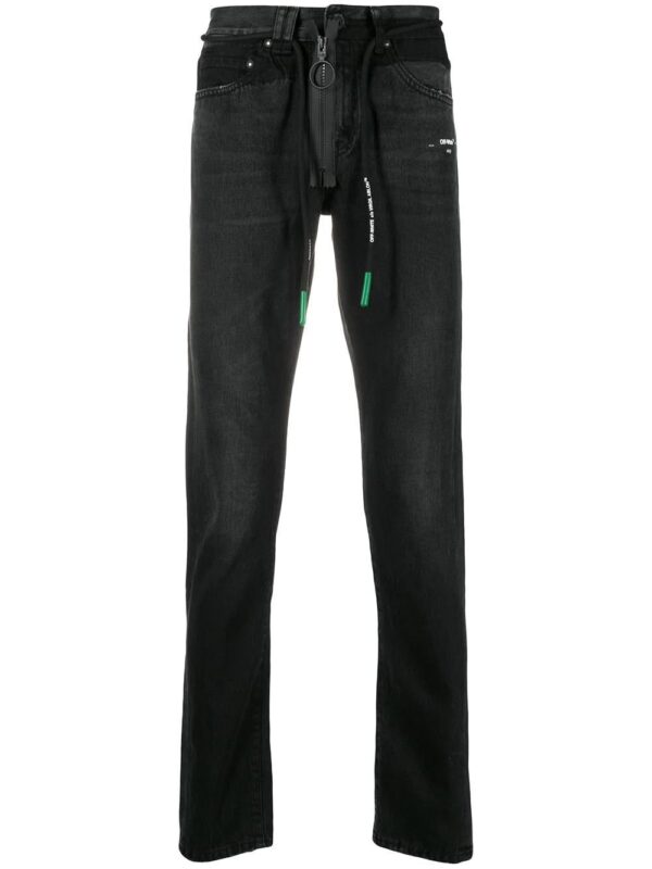Off-White  front zip drawstring jeans