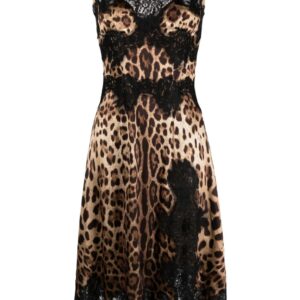 Dolce & Gabbana leopard-print satin slip dress