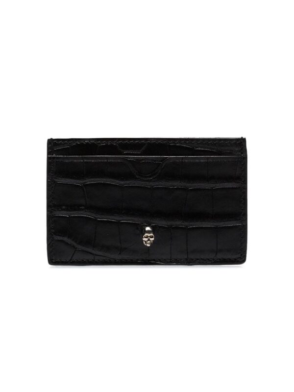 Alexander McQueen  black crocodile embossed skull cardholder