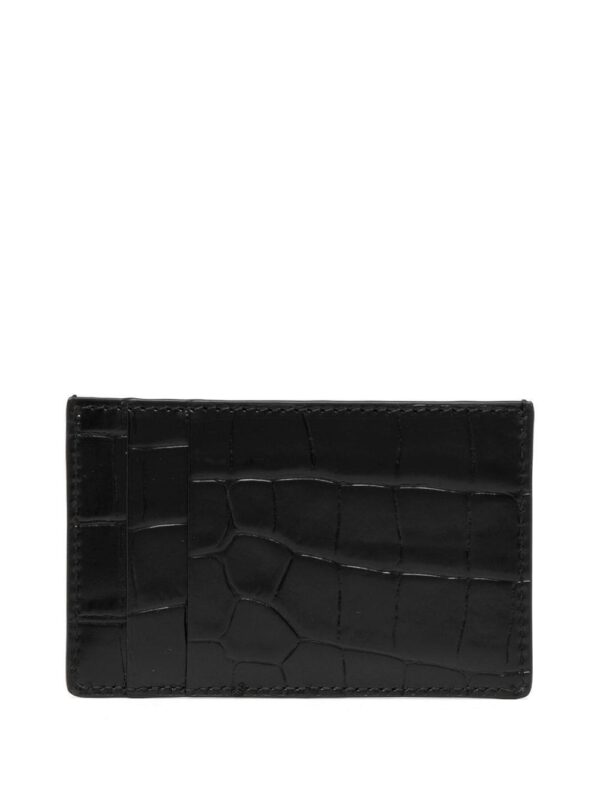 Alexander McQueen black crocodile embossed skull cardholder - Image 2