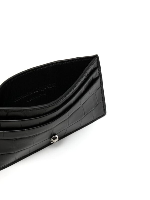 Alexander McQueen black crocodile embossed skull cardholder - Image 3