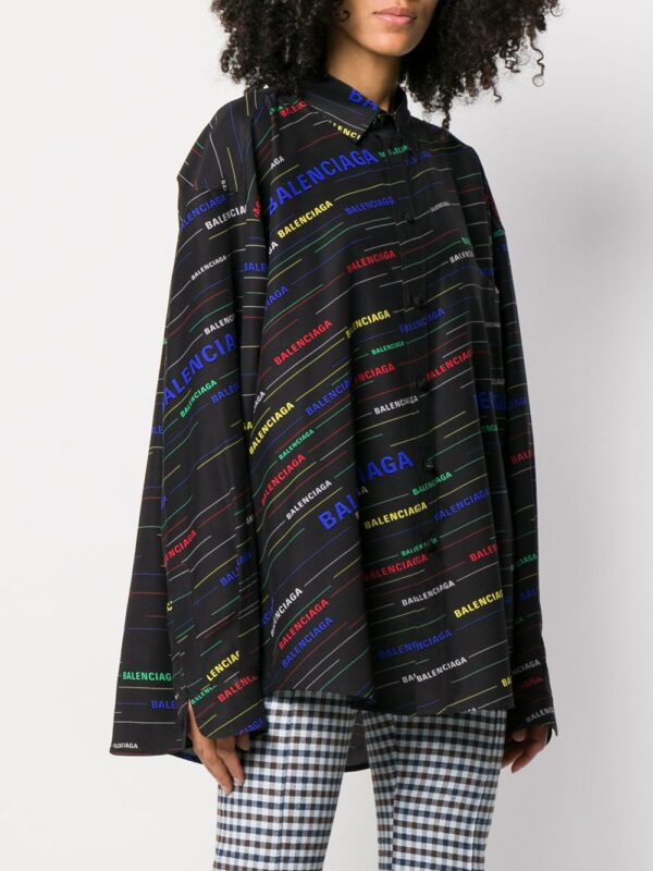 Balenciaga  diagonal stripe logo shirt - Image 3