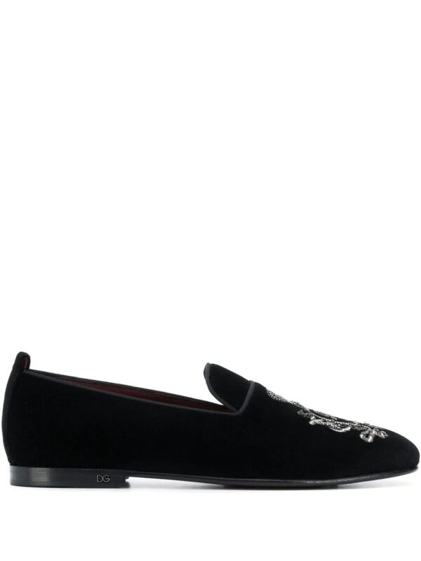 Dolce & Gabbana  crest bead embroidered loafers