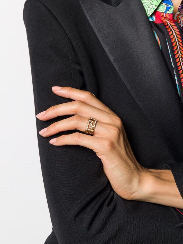 Versace  crystal Greek Key ring - Image 2