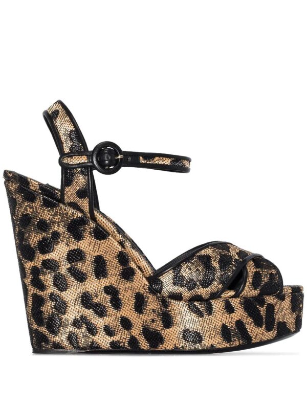 Dolce & Gabbana  leopard print 90mm wedge sandals