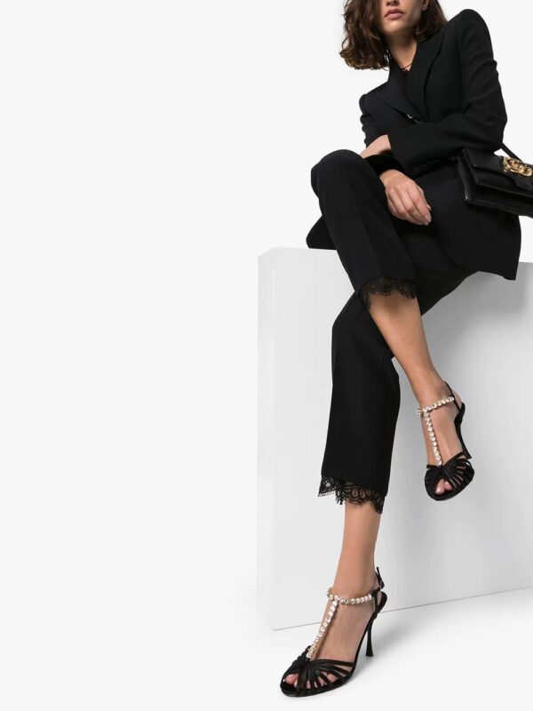 Dolce & Gabbana  90mm chain-trimmed silk-satin T-bar sandals - Image 2