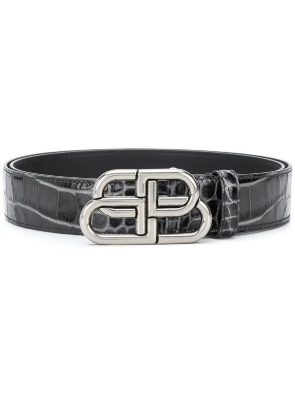 Balenciaga  large BB crocodile-embossed belt