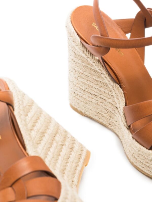 Saint Laurent T-strap 85mm espadrille wedge sandals - Image 4