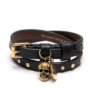 Alexander McQueen  hammered studs double-wrap bracelet