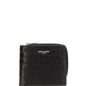 Saint Laurent matte crocodile embossed zip-around wallet