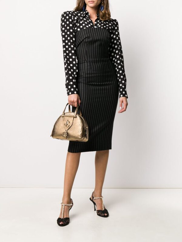 Dolce & Gabbana pinstriped strapless midi dress - Image 4
